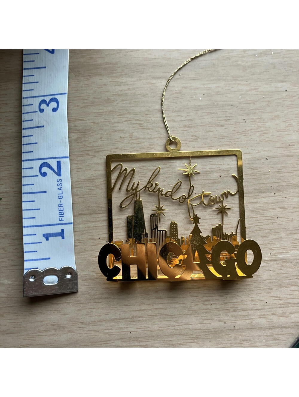 Marshall Fields 3D Chicago Skyline 24kt Gold Finish Christmas Ornament